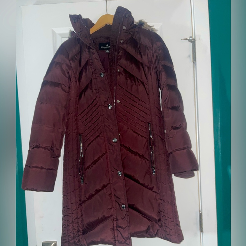 XS warm London Fog parka in purple. great condition!